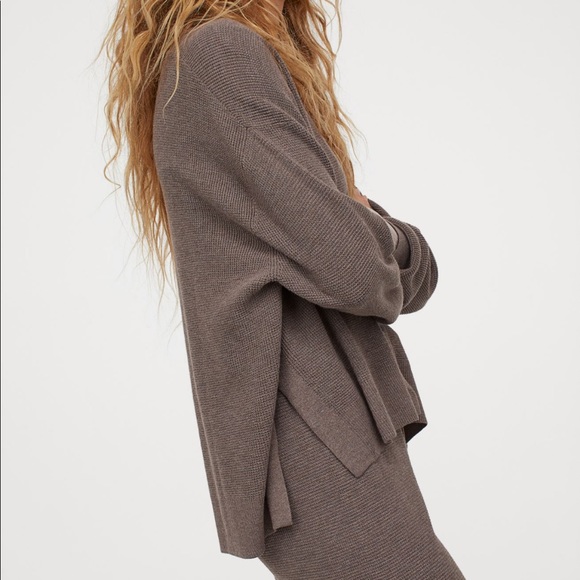 H&M creme white waffle split side cardigan xs new - Picture 10 of 11